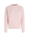 Pullover relaxed fit rosa in maglia intrecciata
