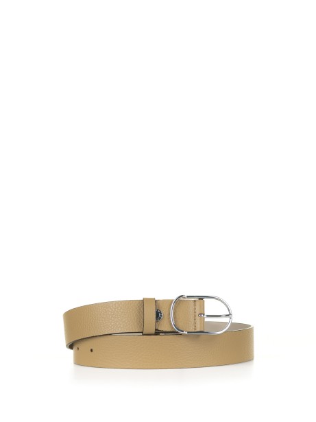 Natural beige leather belt