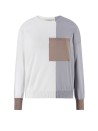 Tricolor crew-neck sweater with pocket