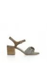 Khaki denim sandal with strap