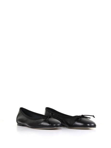 Leather ballerina shoes with bow detail 2