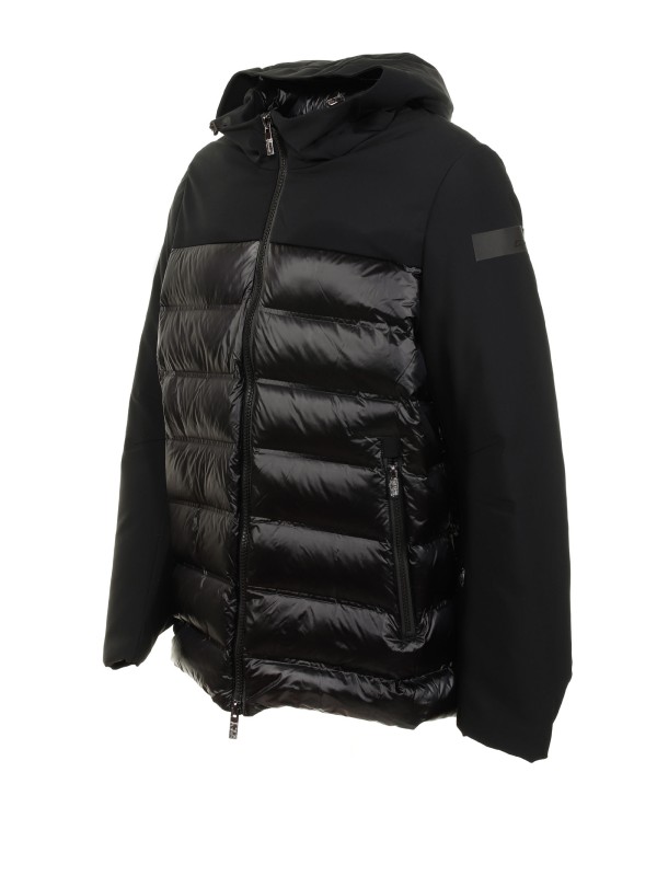 Puffer jacket with fabric sleeves on sale