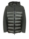Down jacket with fabric sleeves