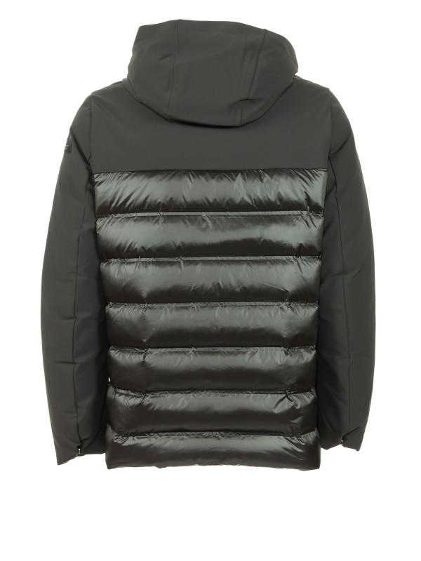 Puffer jacket with fabric sleeves on sale