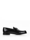 Brushed leather loafers with logo