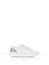 Sneaker in pelle con glitter argento