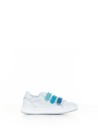 White and blue sneaker with strap