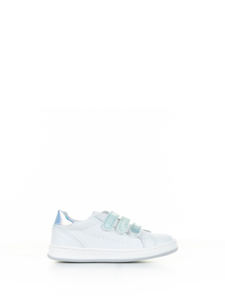 Light blue white sneaker with strap