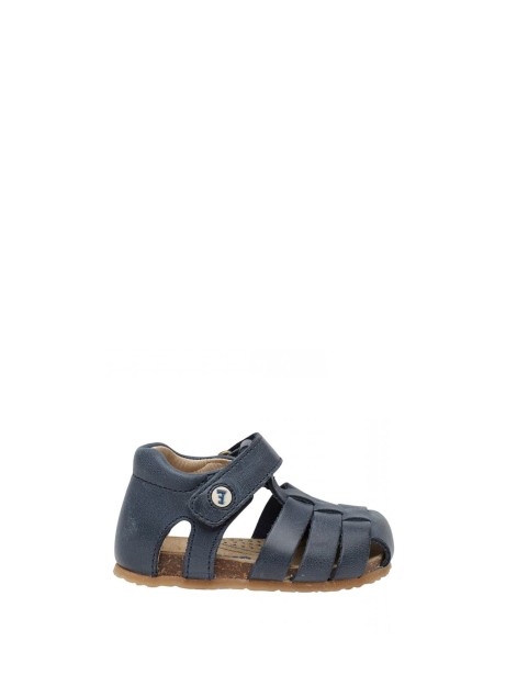 Blue semi-closed leather sandals