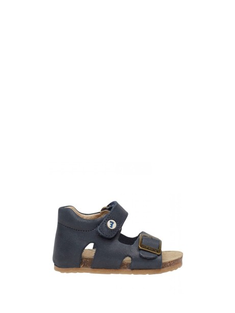 Leather sandals with buckle and velcro