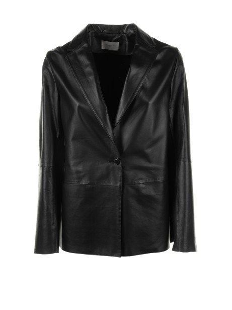 Single-breasted leather blazer jacket