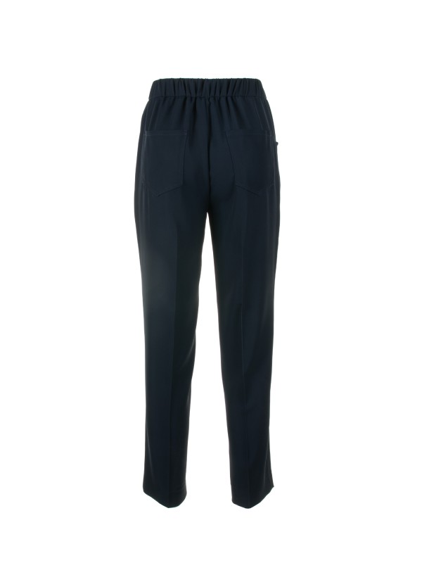 Navy blue elastic trousers