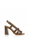 Brown leather sandal with heel