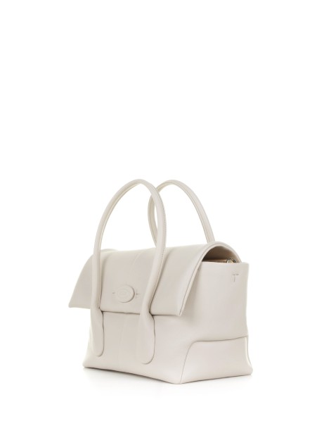 Reverse small double handle bag in leather 2