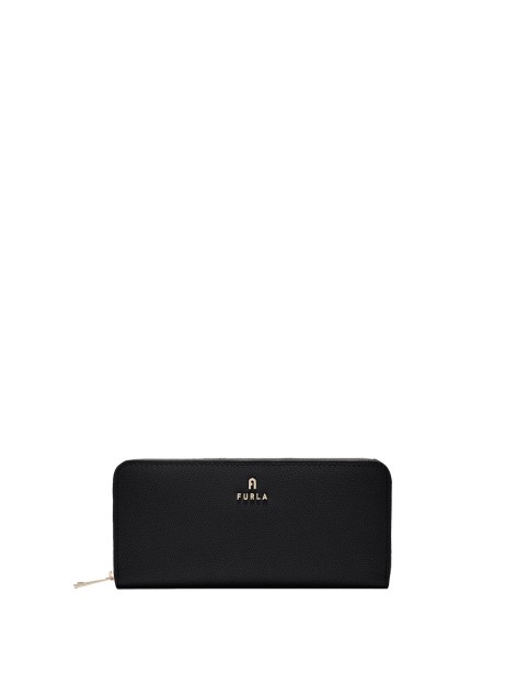 Camelia XL black zip around leather wallet