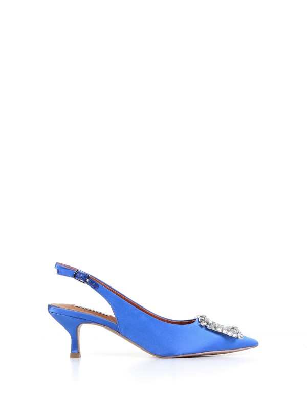 Slingback in raso con dettagli strass Slingback in raso con dettagli strass