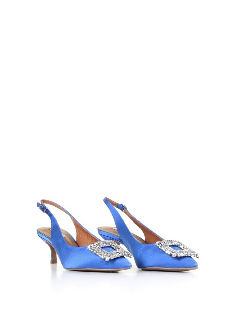 Slingback in raso con dettagli strass