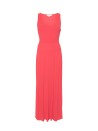 Long coral pleated dress