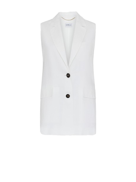 White sleeveless blazer jacket