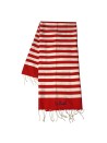 Fouta classic white red striped honeycomb