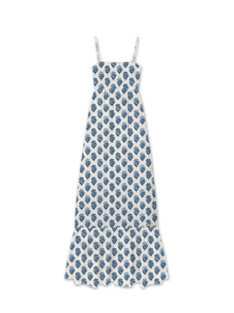 Long flower dress with shoulder straps