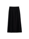 Long black skirt in linen and viscose blend
