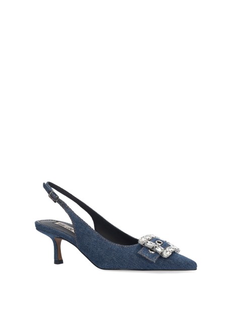 Chanel denim slingback with rhinestone detail 2