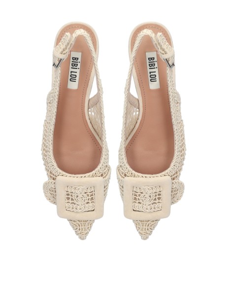 Chanel slingback in macramè beige