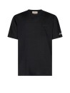 T-shirt nera con logo in jersey di lino