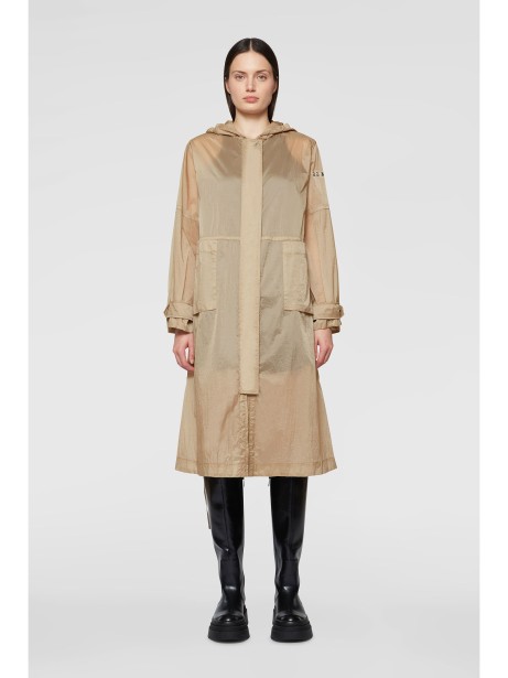 Long beige parka with hood 2