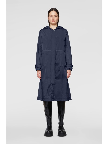 Parka lungo blu navy con cappuccio 2