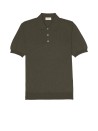 Military green short-sleeved polo shirt in cotton