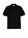 Black short-sleeved polo shirt in cotton
