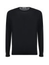 Black crew-neck sweater in cotton and silk blend