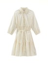 White Sangallo long-sleeved dress