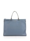 Petra light blue shopping bag in textured eco-leather