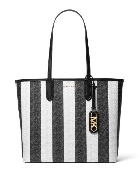 Striped shopping bag with logo