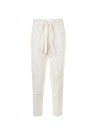White high-waisted trousers with drawstring