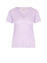 Women's lilac V-neck t-shirt with logo