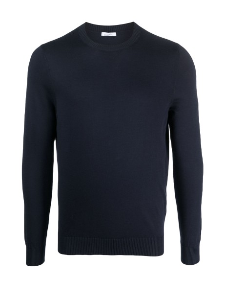 Navy blue crew-neck sweater in cotton