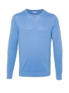 Light blue crew-neck sweater in cotton