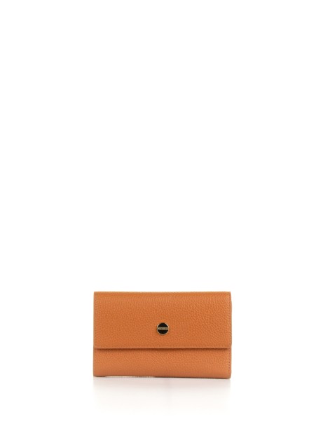 Medium leather wallet with flap