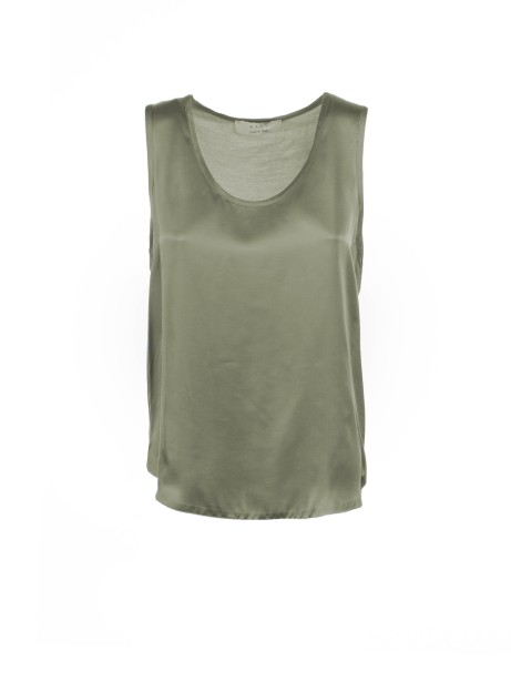 Military green crew neck top