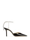 Black patent leather pumps with crystals