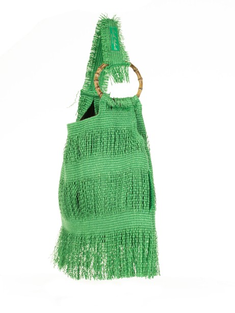 Green Picasso shopping bag with fringes 2