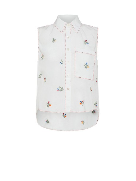 Shirt with embroidered flowers