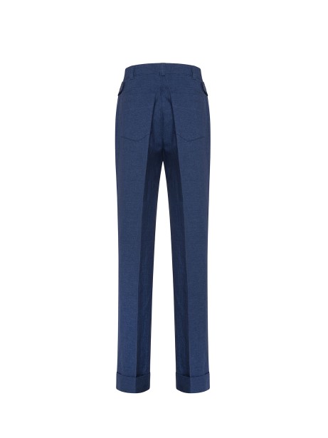 Pantalone lungo in lino blu