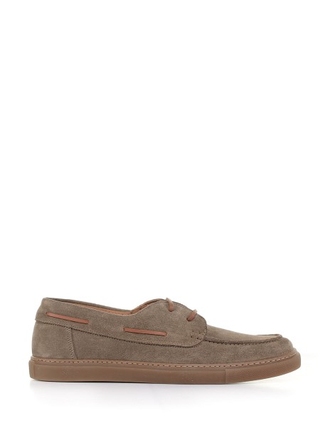 Loafer in suede with contrast detail