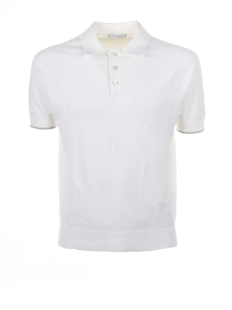 White short-sleeved polo shirt in cotton White short-sleeved polo shirt in cotton