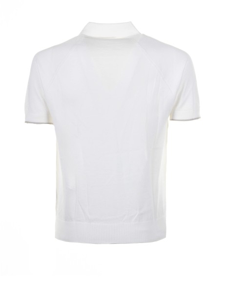White short-sleeved polo shirt in cotton